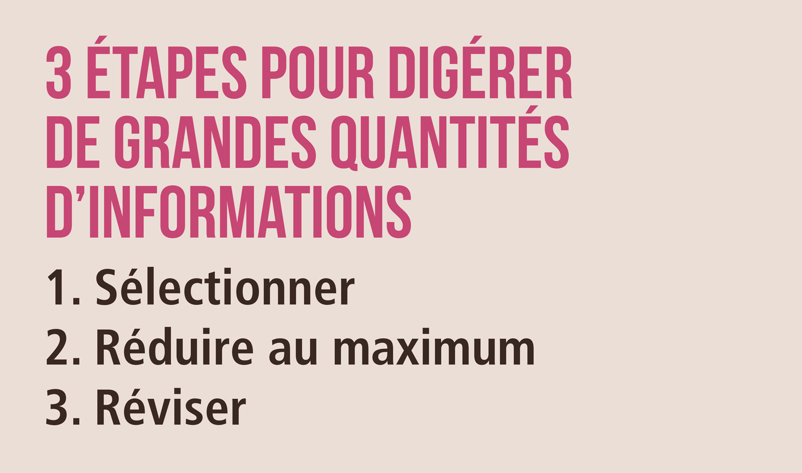 3 étapes pour digérer des grandes quantites d'information